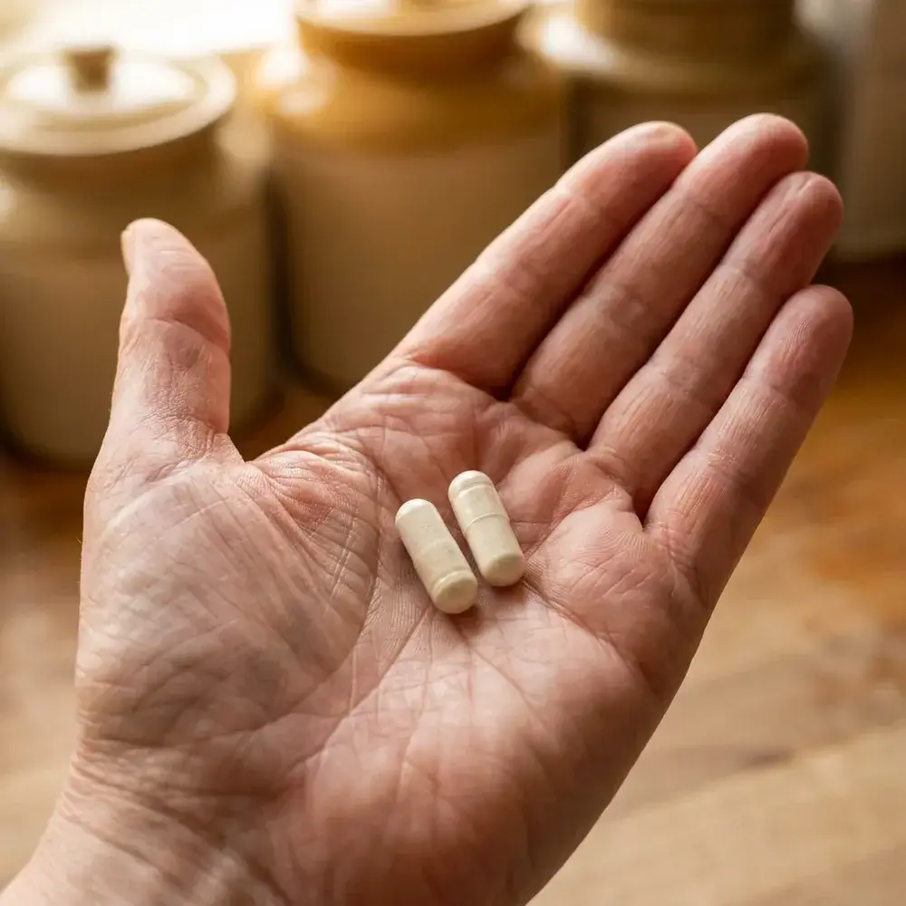 CogniHoney capsules close-up showing supplement size and color