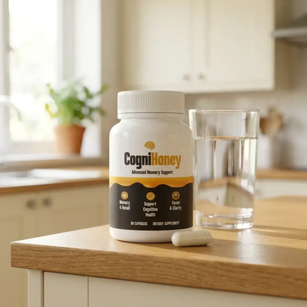 CogniHoney bottle on kitchen counter daily use setting